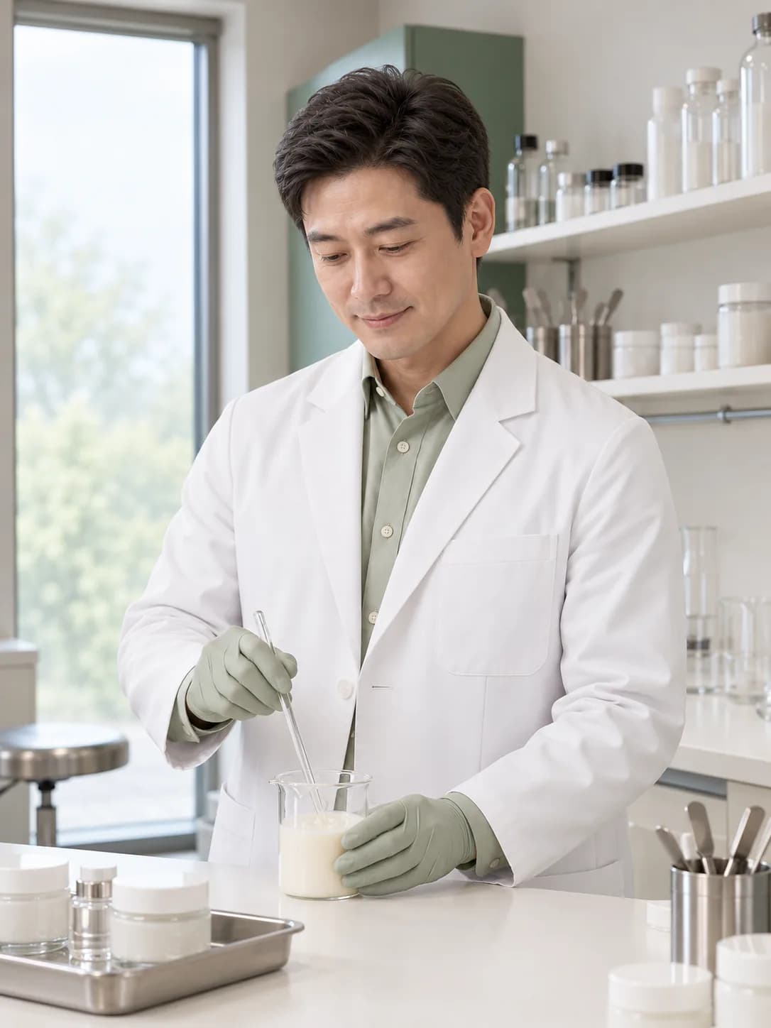 研發人員在實驗室調製配方（示意圖）